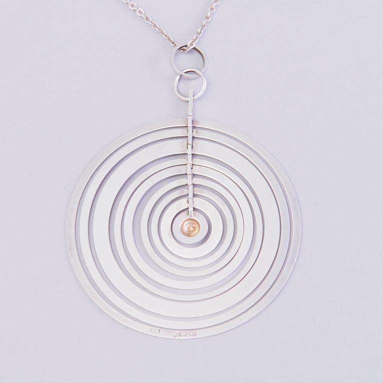 A TAPIO WIRKKALA SILVER PENDANT, "Silver moon", for Nestor Westerback by Kultakeskus 1971.
