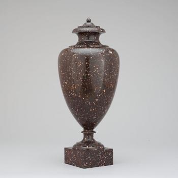A late Gustavian early 19th century porphyry urn.