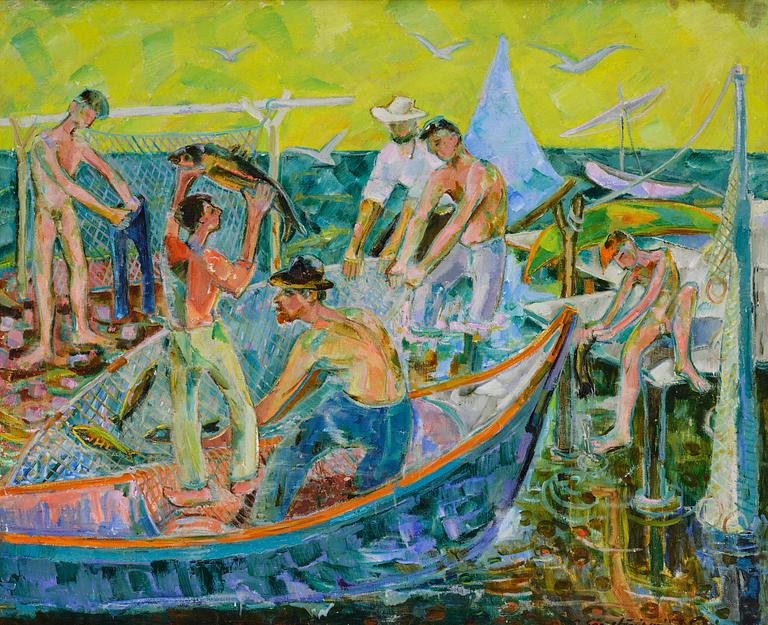 Reidar Särestöniemi, Fiskare med dagens fångst.