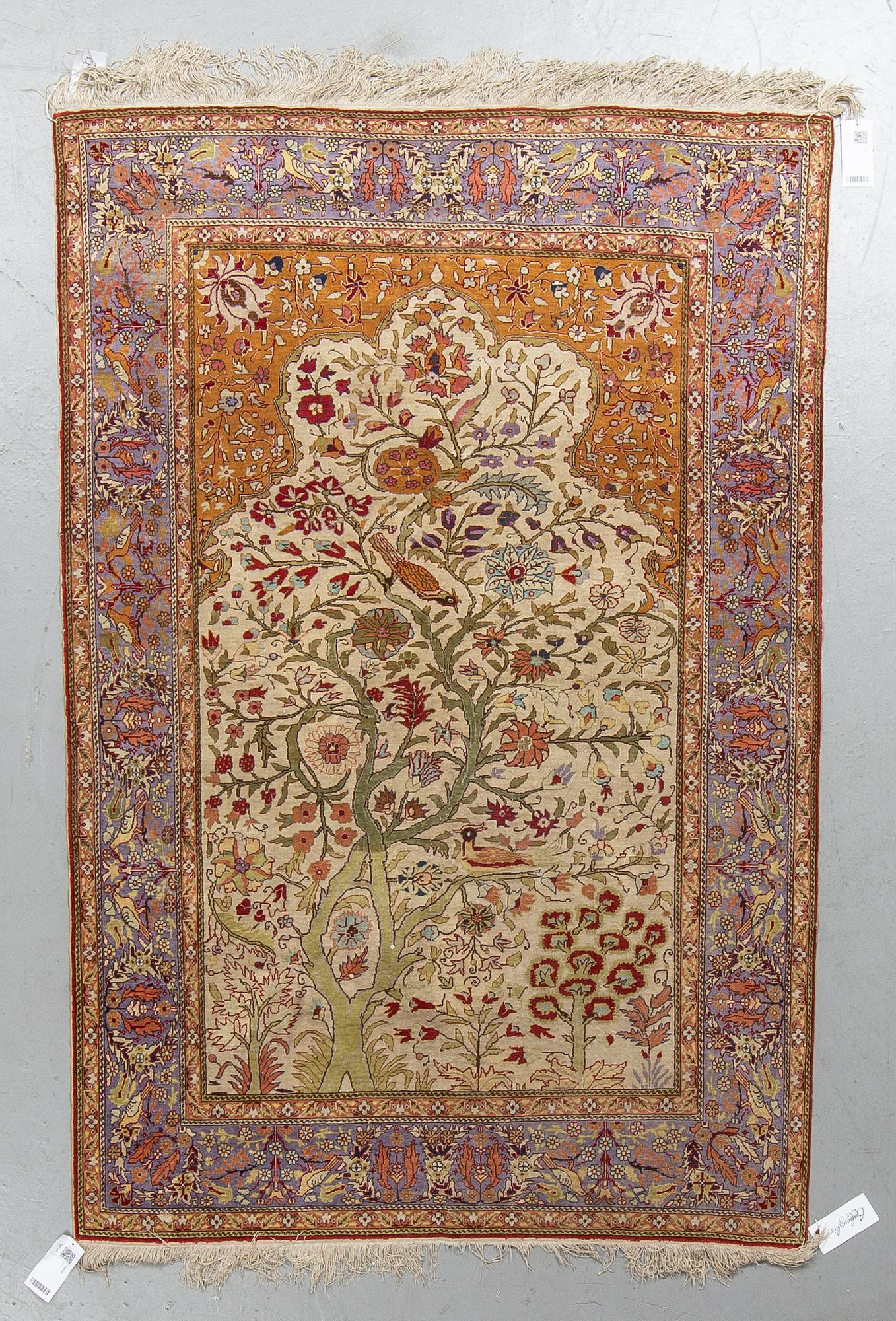 A rug, Old Silk Turkish, ca 180 x 117 cm.