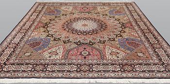 A part silk Tabriz carpet, so called 50 Radj, c. 300 x 250 cm.