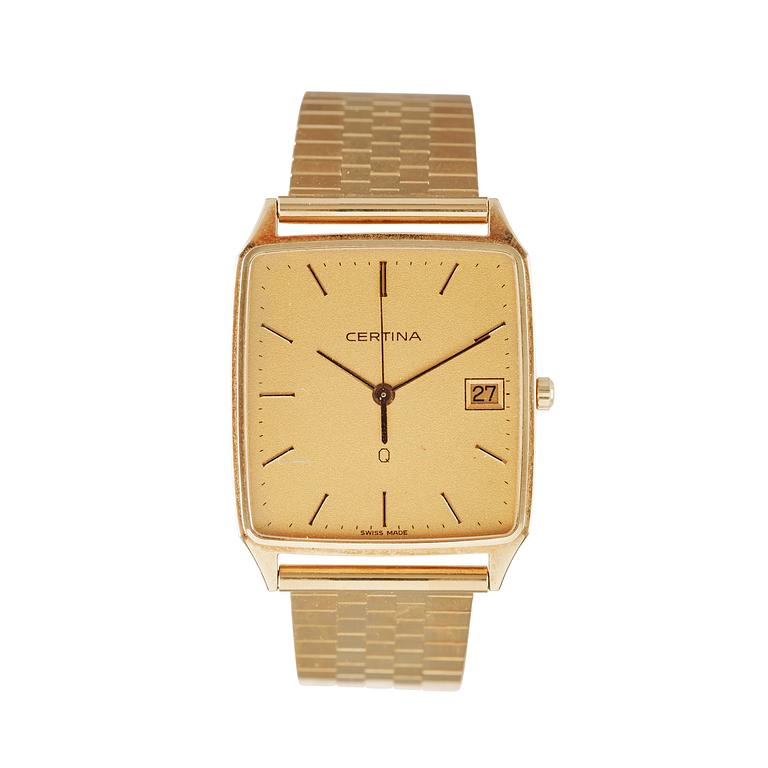ARMBANDSUR, herr, Certina - Q. Quartz, 14k resp 18k guld. Totalvikt ca55g.