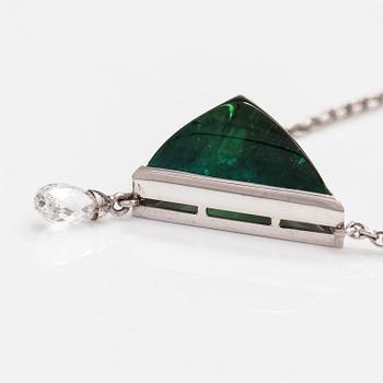 A Tillander, Kaulkoru, 18K valkokultaa, turmaliini, briolet-hiontainen timantti n. 0.56 ct. Helsinki 2001.