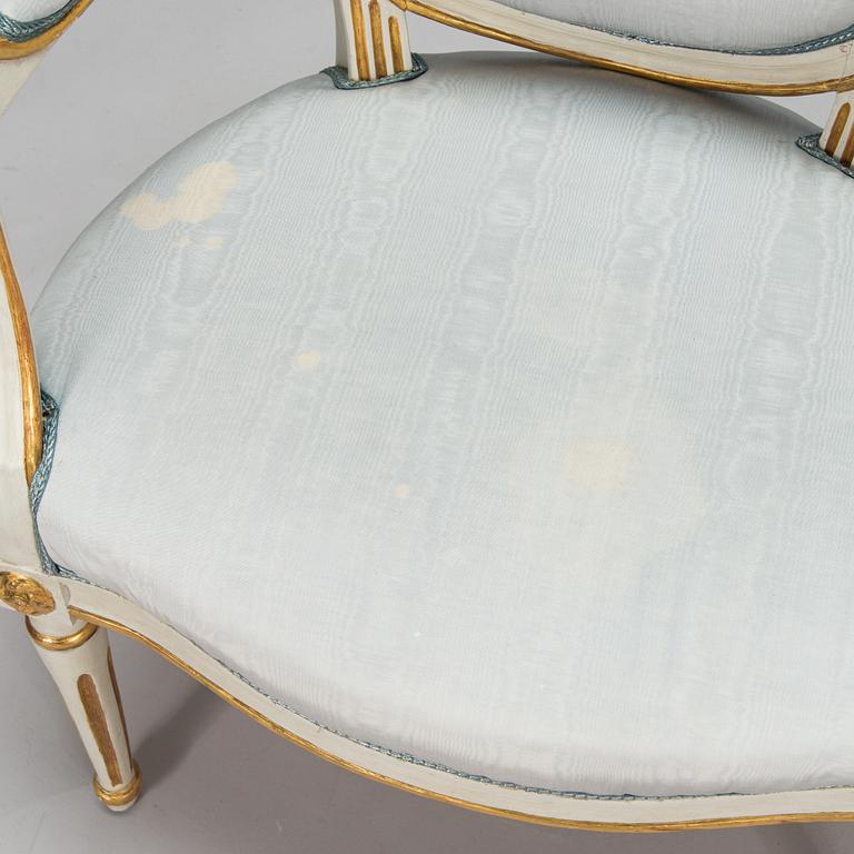 Two armchairs, Louis XVI, probably Denmark, second half of the 18th century.