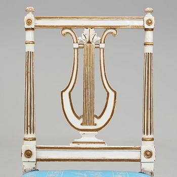 STOLAR, sju stycken (3+2+2), av Erik Öhrmark (mästare i Stockholm 1777-1813), gustavianska, 1700-talets slut.