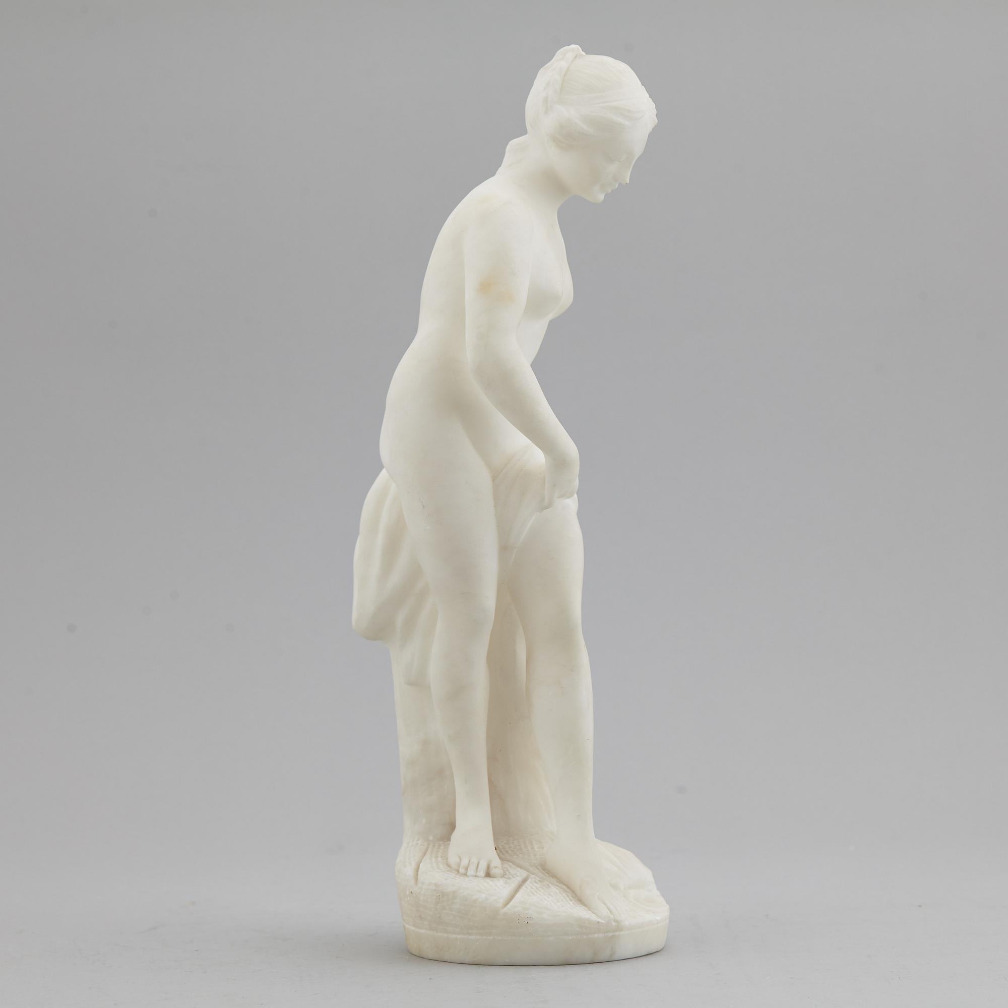 ÉTIENNE MAURICE FALCONET, after. An Italian alabaster sculpture, unclear signature.