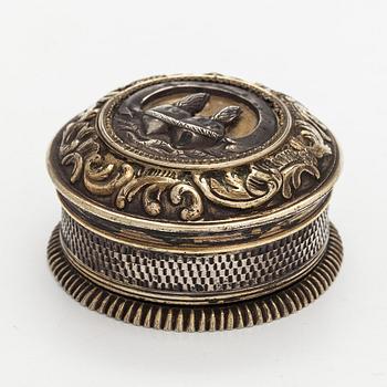 Silver case with concealed compartment, engraved 1776.