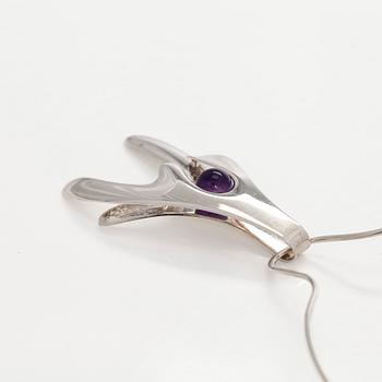 Elis Kauppi, necklace and ring, amethysts, silver, Kupittaan Kulta, Turku 1974.