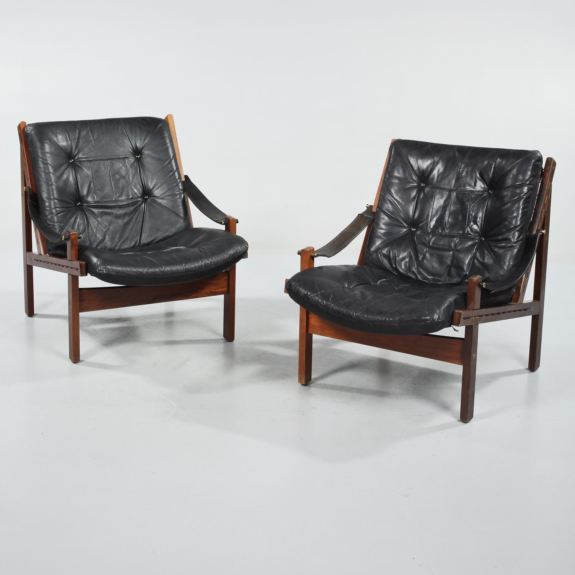 FÅTÖLJER, ett par, "Hunter", Torbjörn Afdal, Stranda Industri för Bruksbo, Norge, 1960/1970-tal.