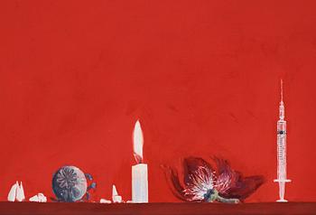 Ylva Ogland, "Xenia with candle, cut poppy capsule, poppy flower syringue and wisdom teeth".