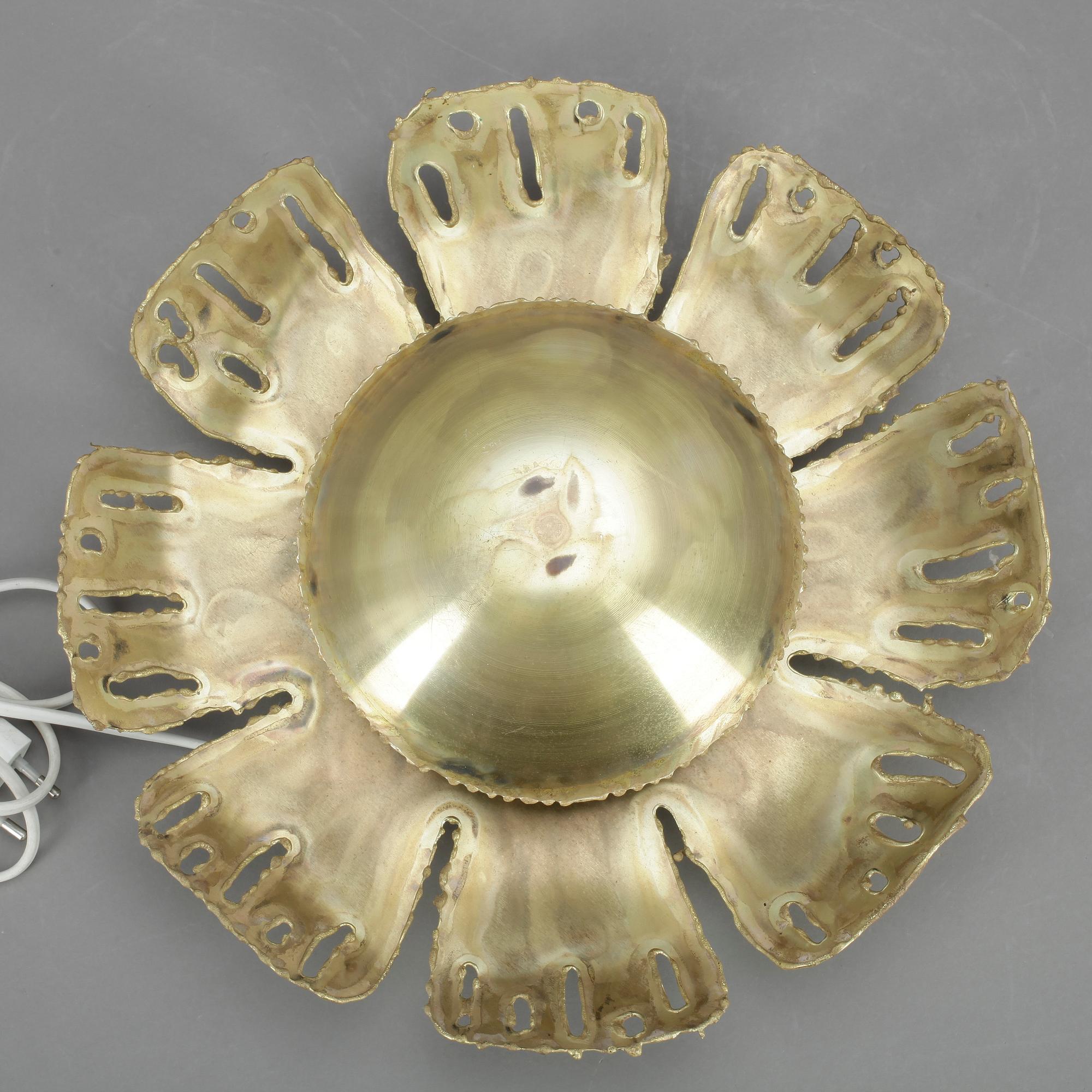 VÄGGLAMPA, mässing, Holm Sørensen & Co, Danmark, kring 1900-talets mitt.