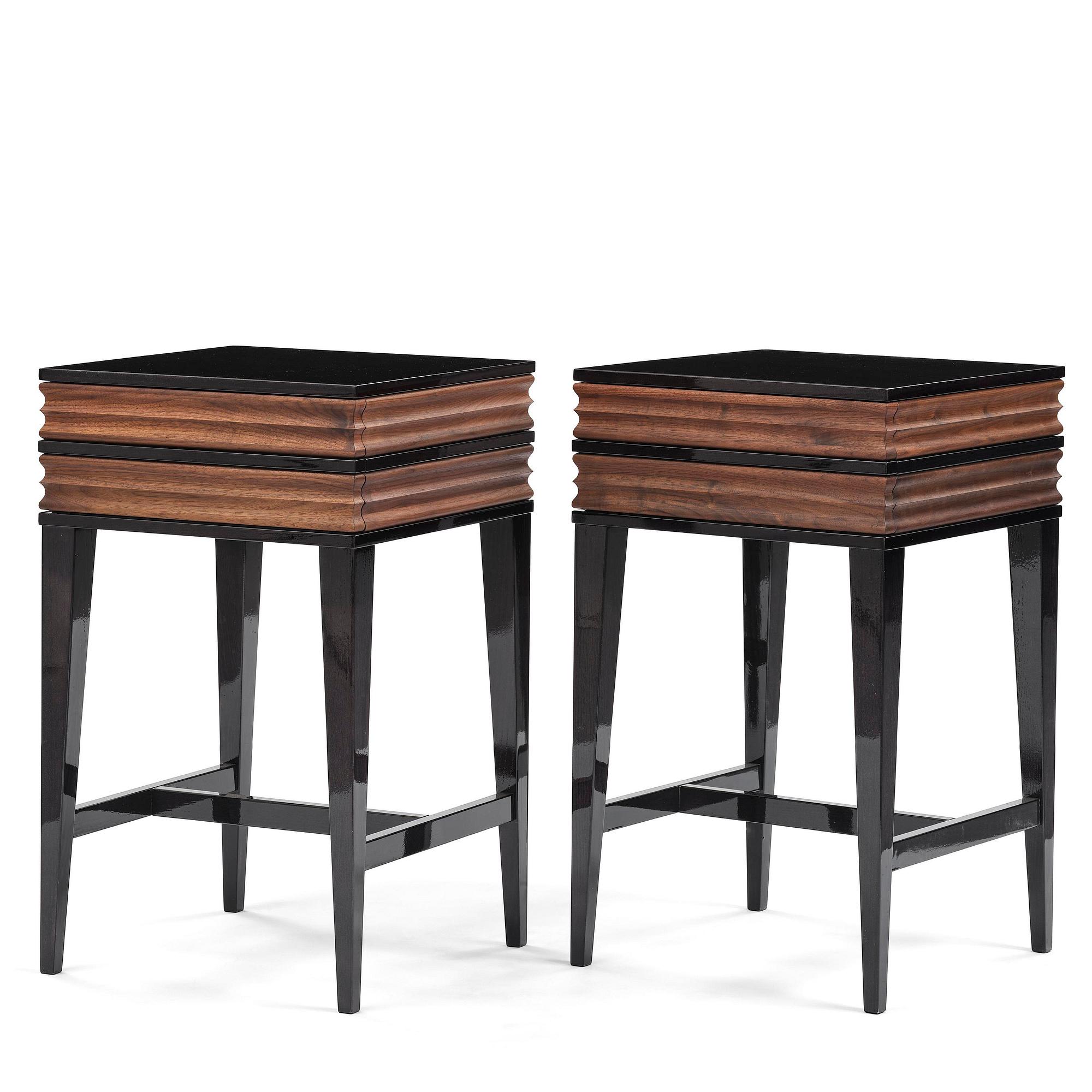 Attila Suta, a pair of bedside tables, executed in his own studio, Stockholm, 2025.