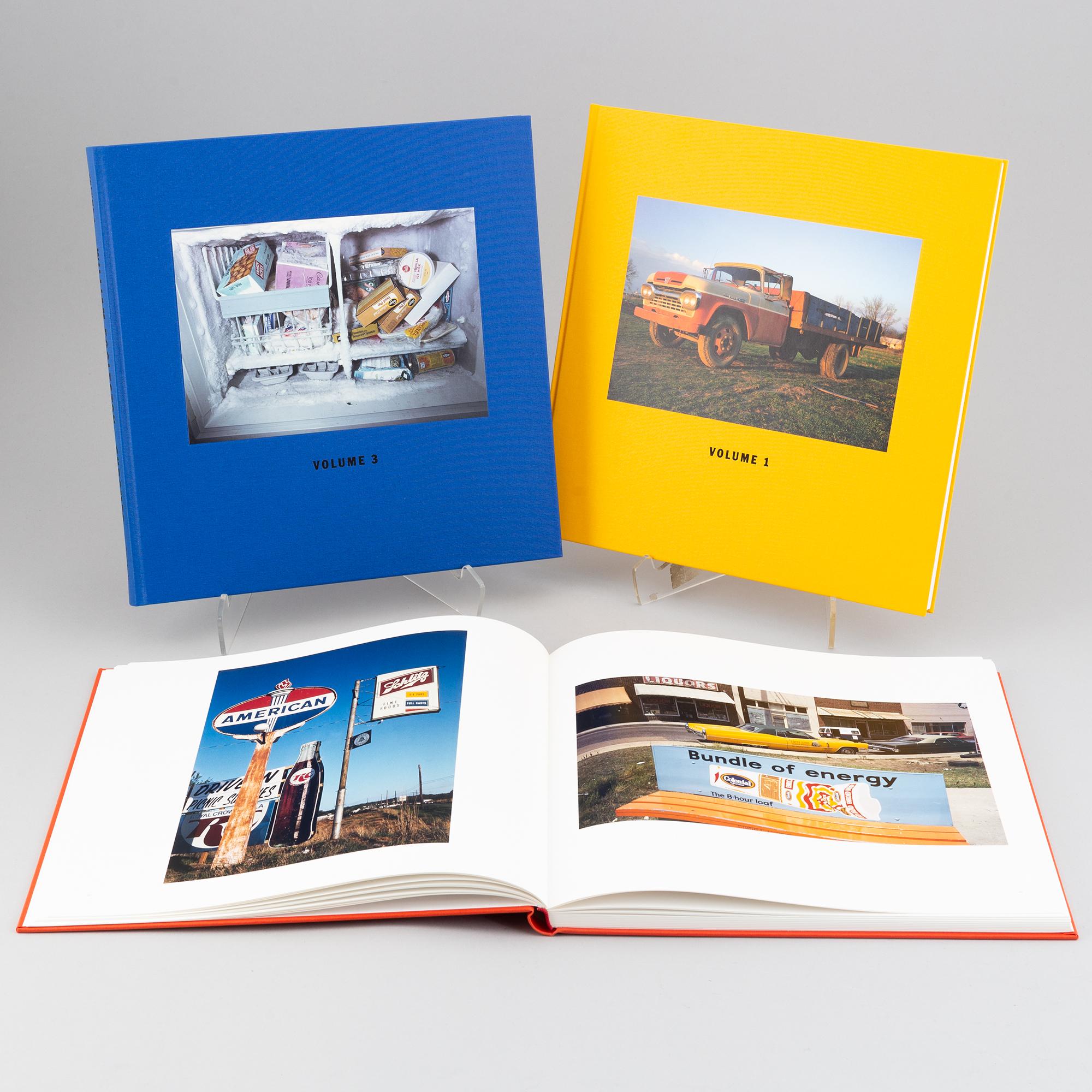 William Eggleston, portfolio with three books, the series "William Eggleston Chromes vol. 1-3", signed.