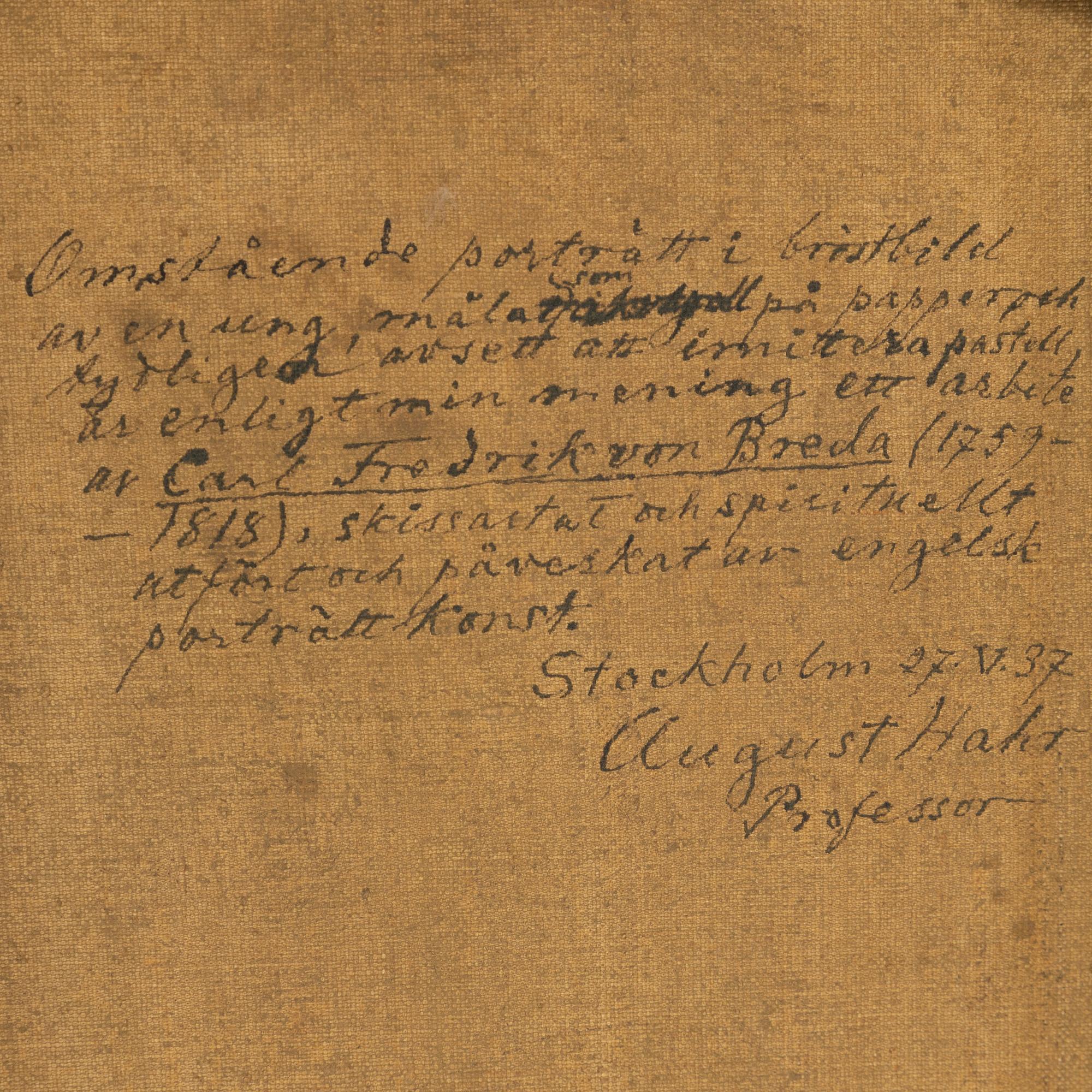 Carl Fredrik von Breda, attributed to, watercolour on paper/canvas.