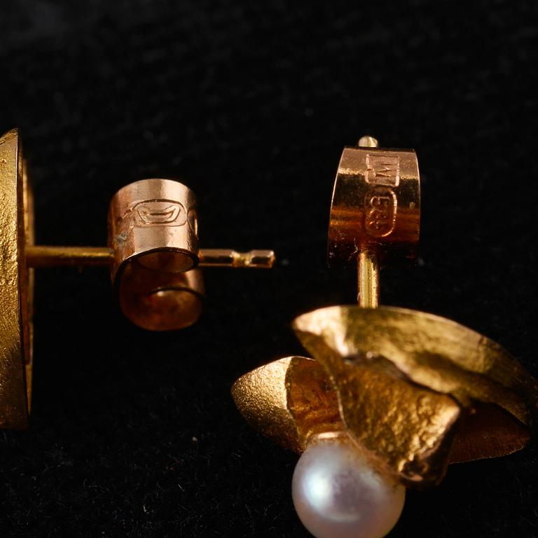 RINGAR, 2 st. samt ÖRHÄNGEN, guld 18K/14K, diamant, pärlor. Vikt tot. 9 g.