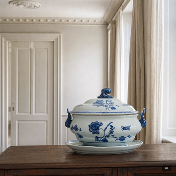 Tureen with lid and platter, porcelain, "Clove", IKEA's 18th-century series, 1990s.