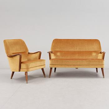 SOFFA samt FÅTÖLJ, 1940/50-tal.