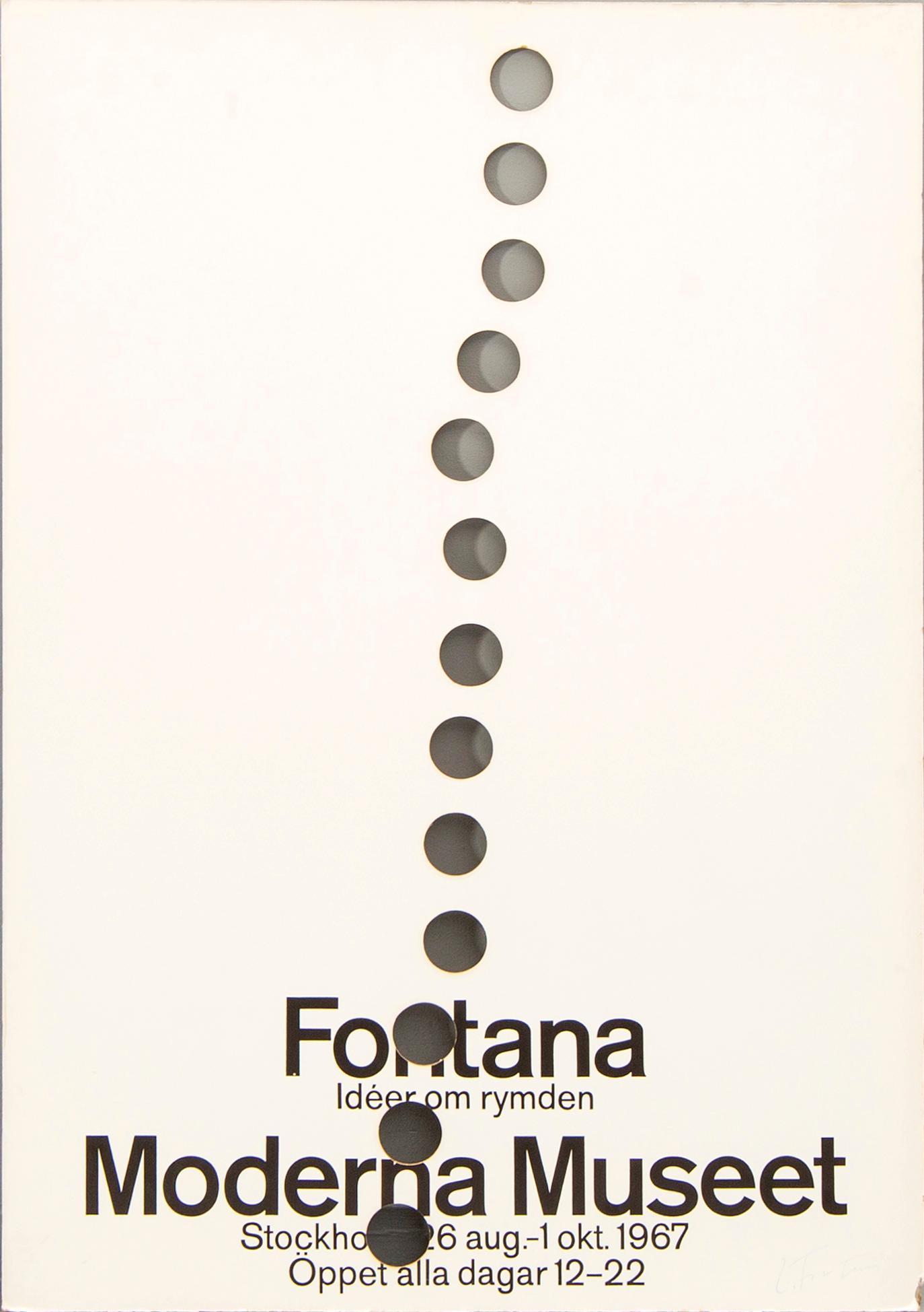 John Melin, utställningsaffisch, Moderna Museet för Lucio Fontana. Signerad av Lucio Fontana.