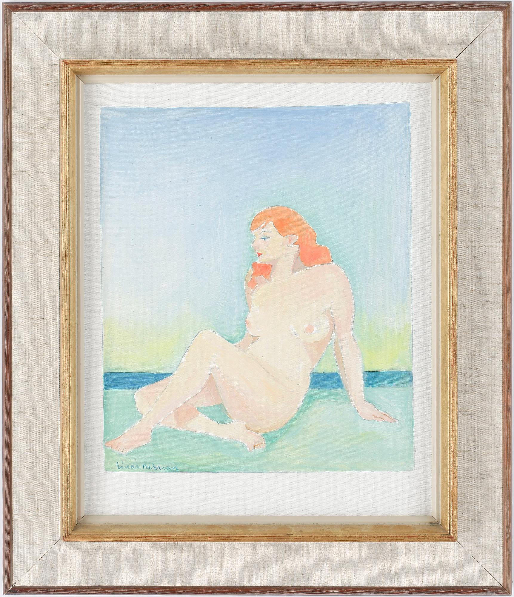 EINAR NERMAN, blandteknik på duk, signerad.