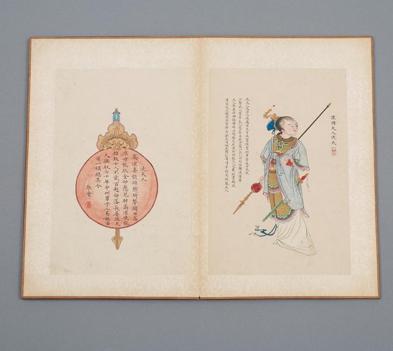 ALBUM, med 80 målningar och kalligrafi, sen Qing dynasti (1644-1912).