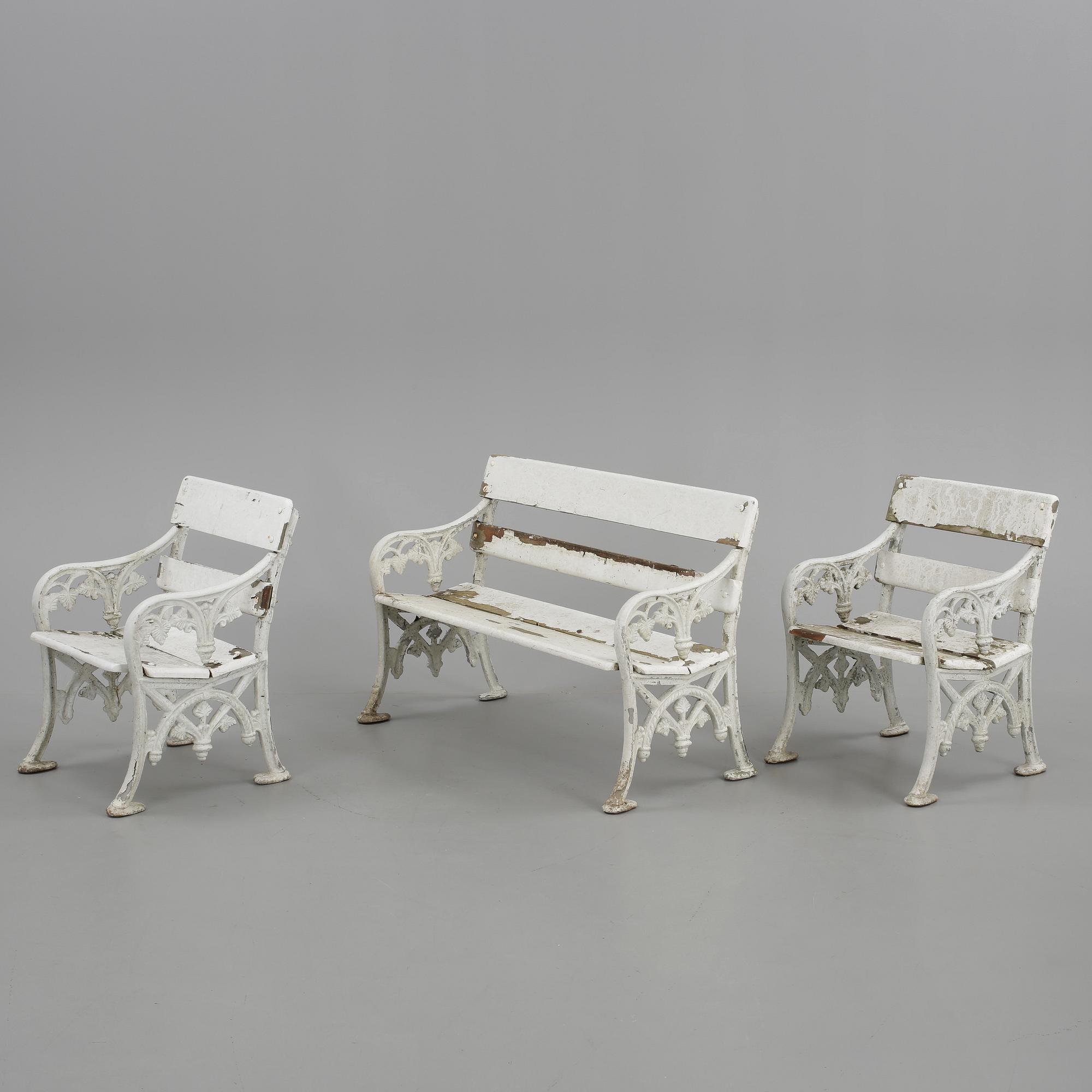 TRÄDGÅRDSGRUPP, 4 delar, aluminium, 1900-talets andra hälft.