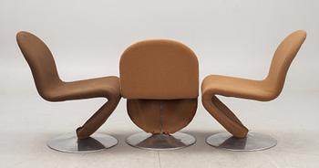 STOLAR, 3 st, Verner Panton för Fritz Hansen, "System 1-2-3". 1970-talets mitt.