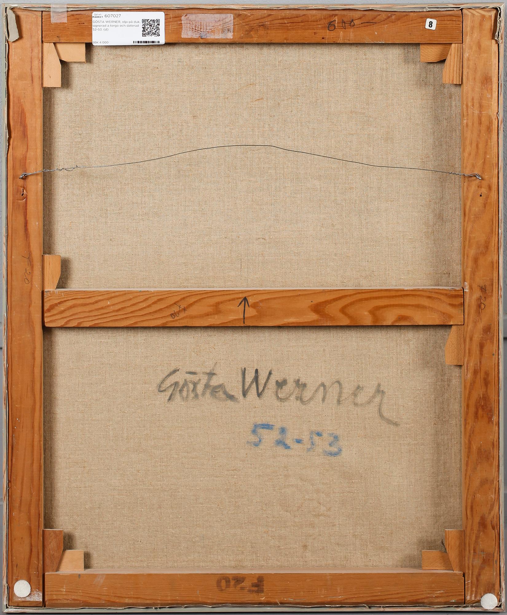 GÖSTA WERNER, olja på duk, signerad a tergo och daterad 52-53.