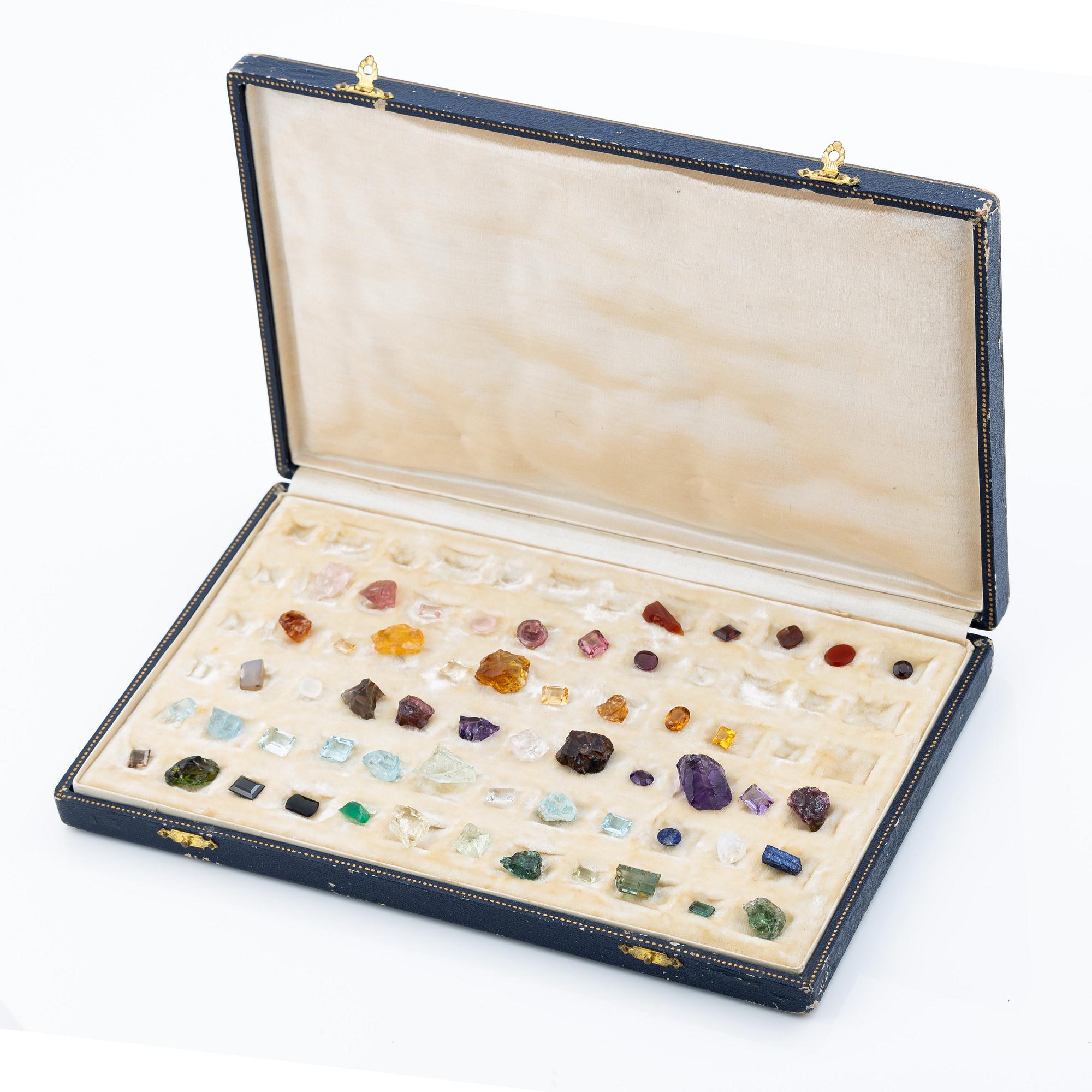 A case with 56 loose gemstones.