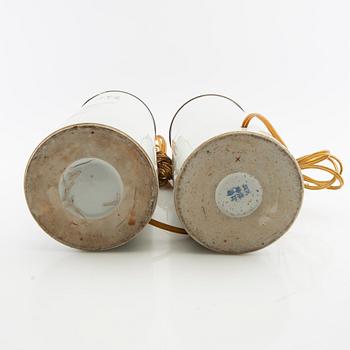 Table lamps a pair China 20th century porcelain.