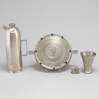 Four Swedish pewter items, 1930s.