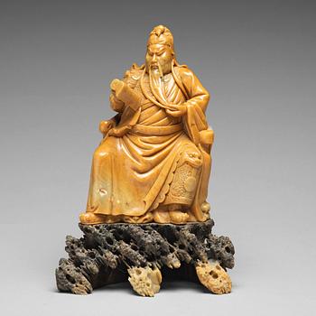 KRIGSGUDOM, soapstone. Qingdynastin, 1800-tal.