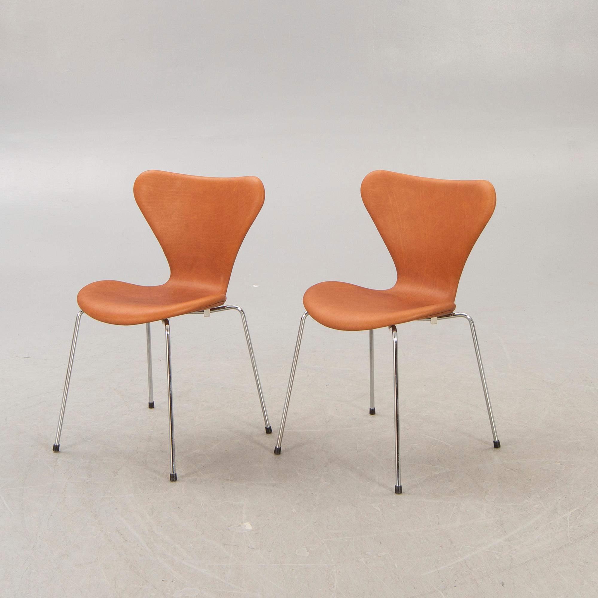 Arne Jacobsen, chairs, 6 pcs, "Sjuan", for Fritz Hansen, Denmark.