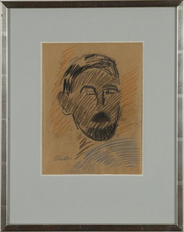 Inge Schiöler, chalk drawings, signed.