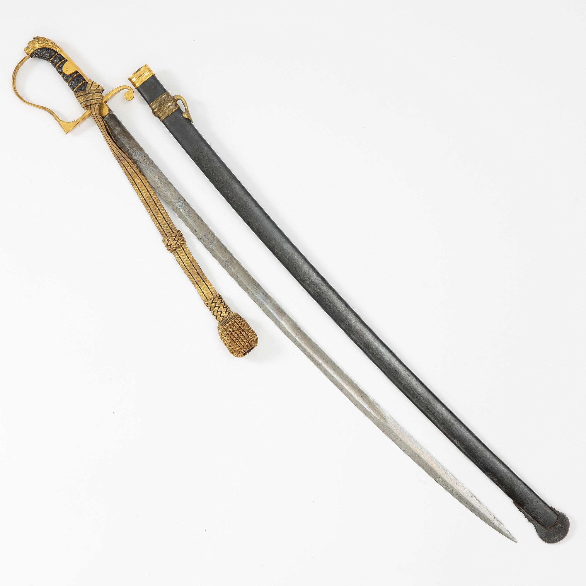 A Swedish officer's sabre, end of the 19th century, with scabbard.