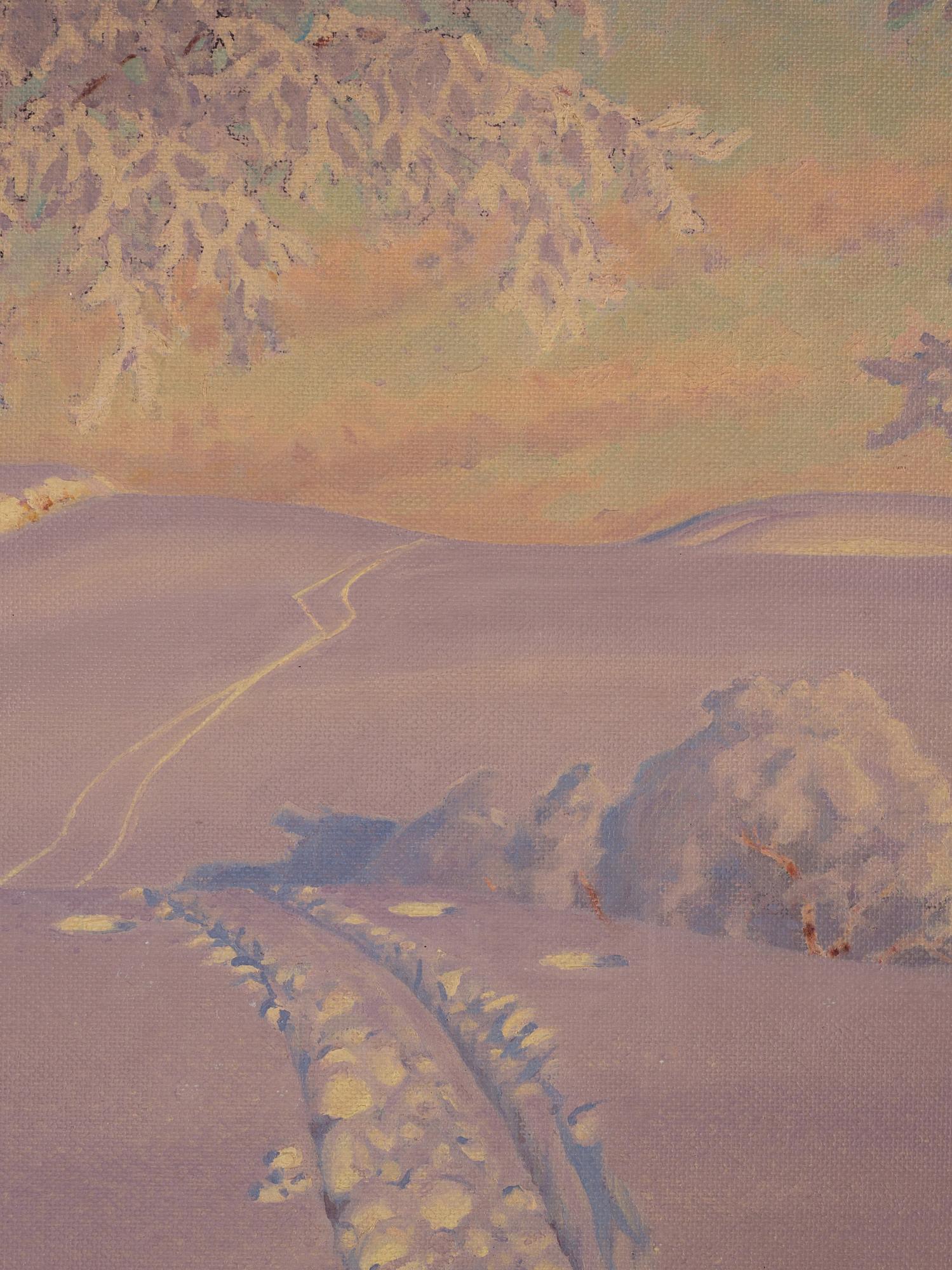 Gustaf Fjaestad, Ski Tracks in the Afternoon Sun.
