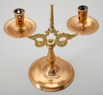 KANDELABER, mässing, barock, 1700-tal.