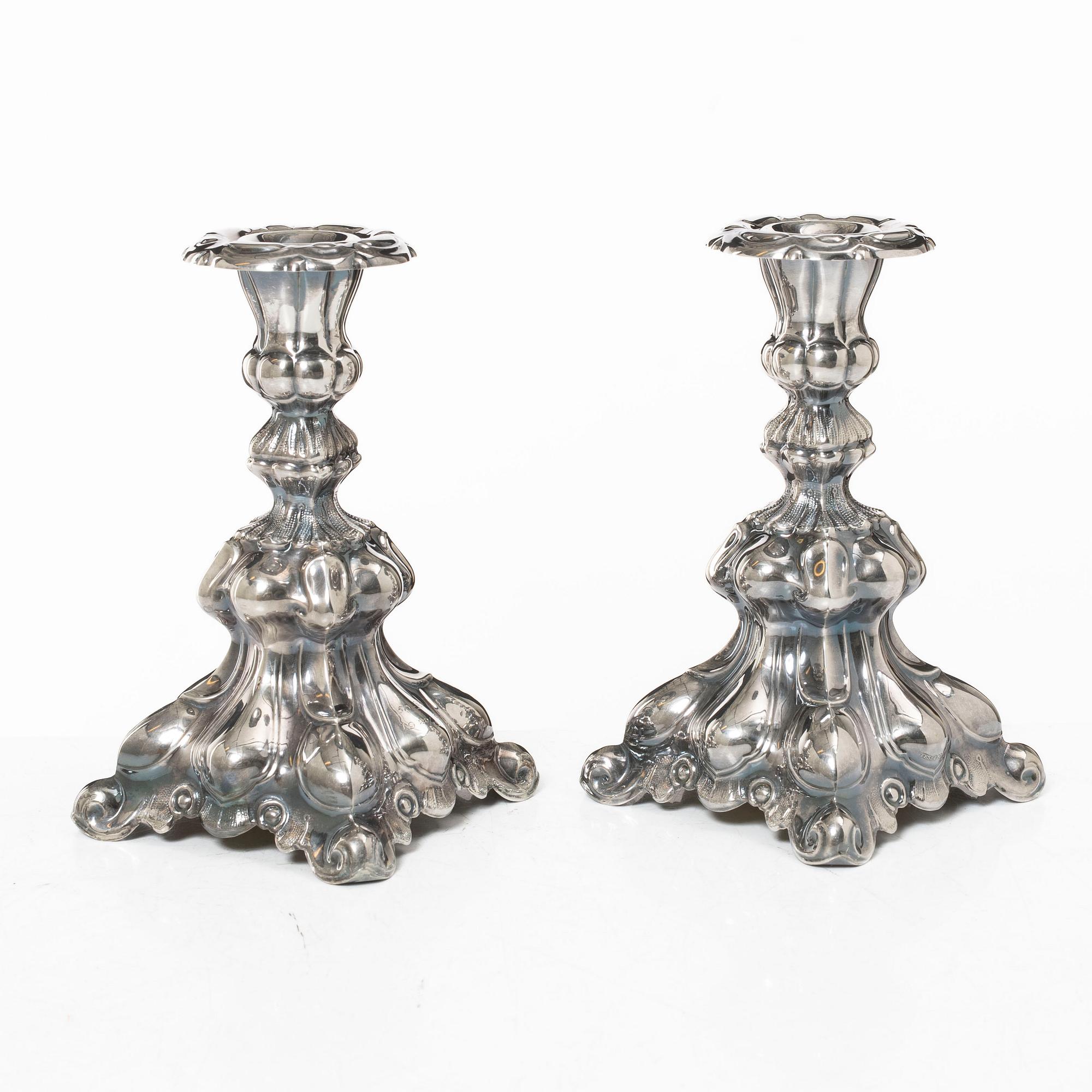 Candelsticks, a pair, silver, TESI, Gothenburg, 1959.
