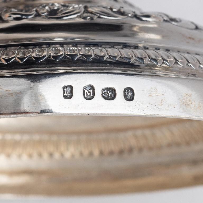 A pair of Danish 19th century silver candelabras, marks of Caspar Julius Wrom, Copenhagen 1834.