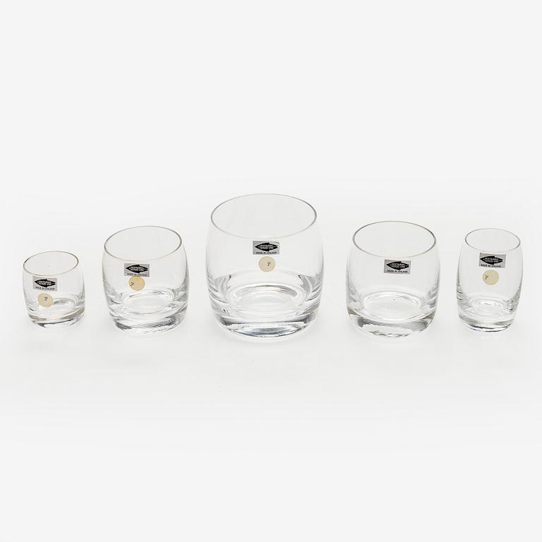 Oiva Toikka, a 59-piece "Tynnyri 2763" glass service, Nuutajärvi. In production 1964-1971.