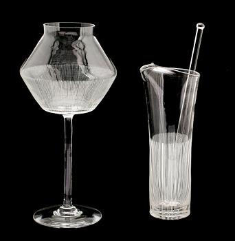 BRINGARE OCH SKÅL, glas, sannolikt Bengt Orup, Johansfors, 1900-talets mitt.