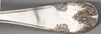 MATSKEDAR, 12 st, silver, "Gammal fransk", flertal mästare, bla Pehr Abraham Taxberg, Sundsvall. Mest 1800-tal.