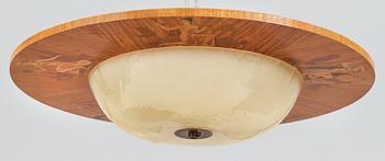 A Swedish 1930's-40's ceiling lamp, probably by Birger Ekman for Mjölby Intarsia.