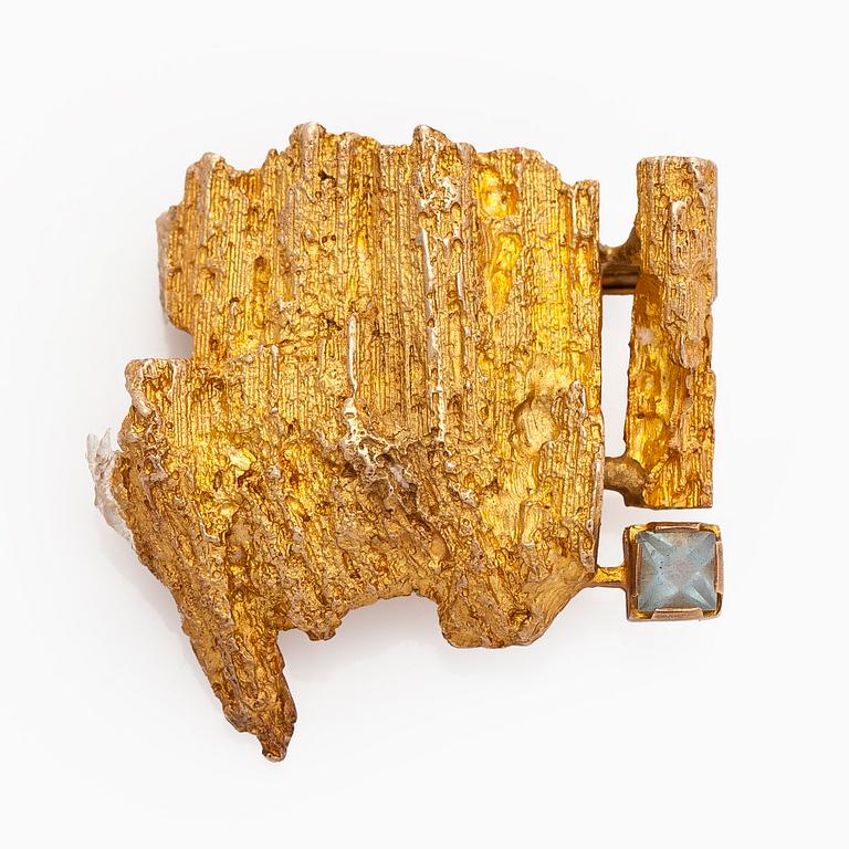 Björn Weckström, brosch, "Aquarius", 14K guld, akvamarin, Lapponia 1969.