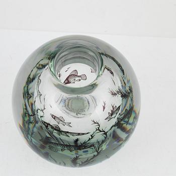 Edward Hald, a 'Fiskgraal' glass vase, Orrefors, signed.