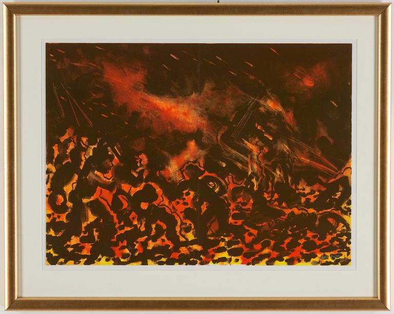 Peter Dahl, lithograph in colors, signed.