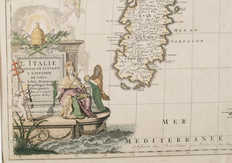 KARTA, kolorerat kopparstick, sannolikt 1700-tal.