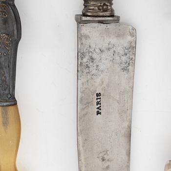 A set of five silver serving cutlery, France, early 20th century.