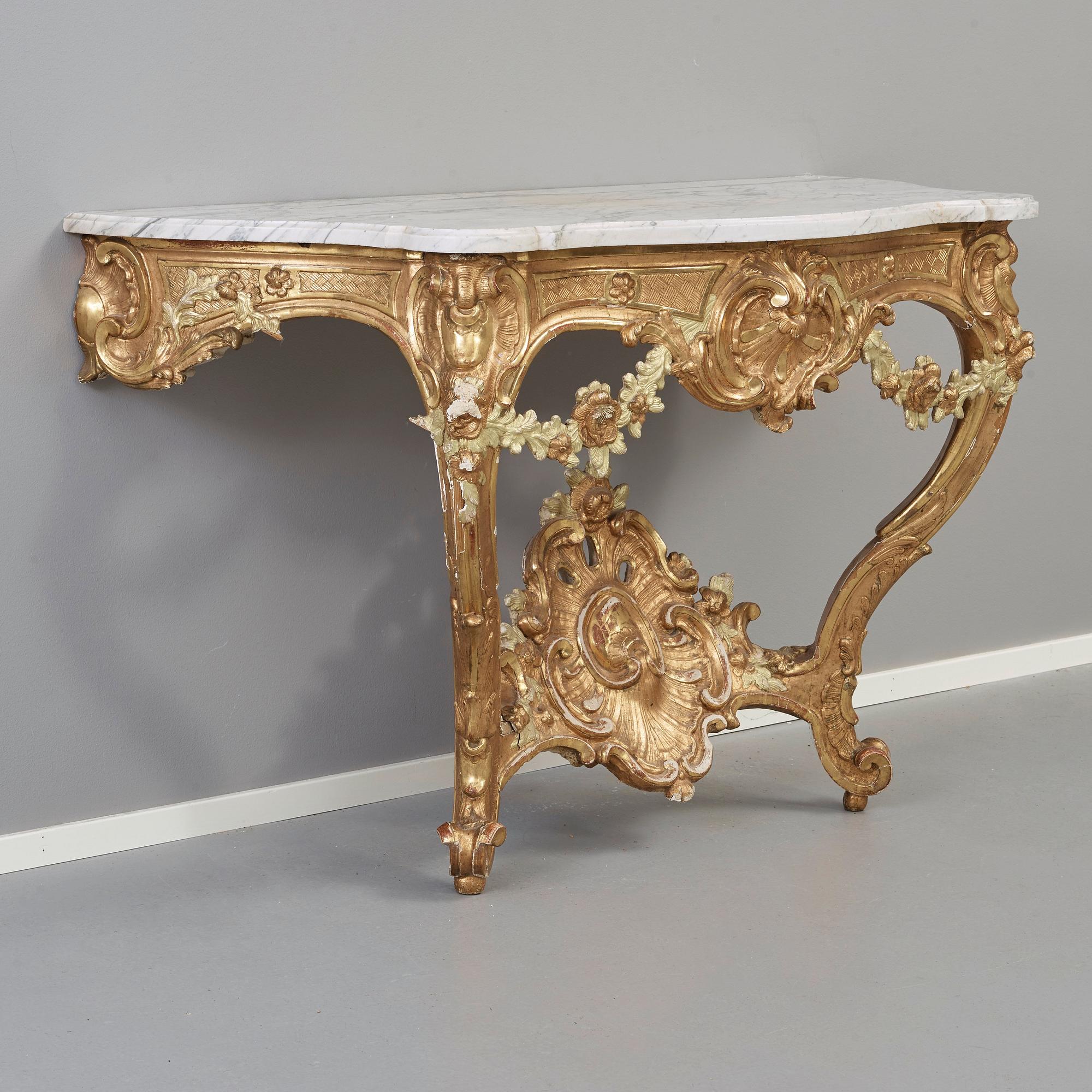 A Swedish Rococo 18th century console table by Adam Flodin, master 1758.