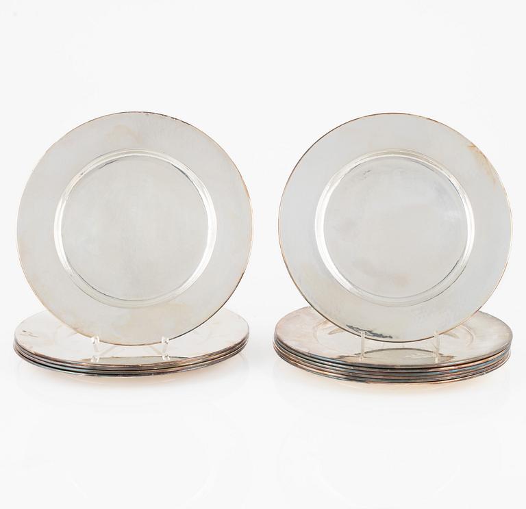 Twelve silver plates, GAB, Stockholm, Sweden, 1928.