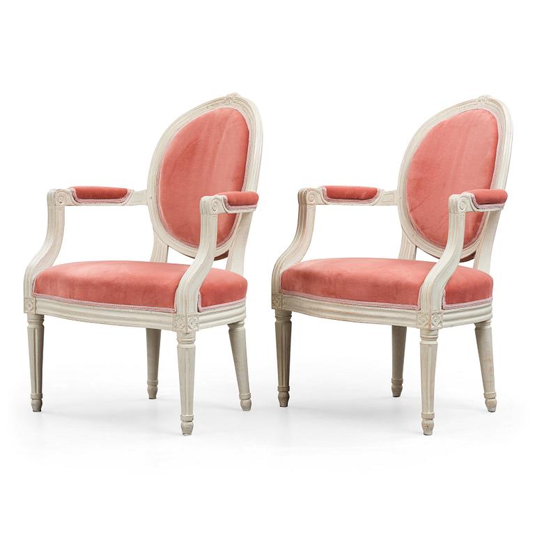 A pair of Gustavian armchairs.